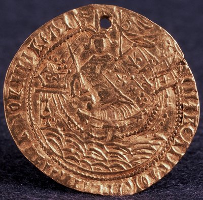 Mønt Korabelnik af Tsar Ivan III Bagside: Lineal på sit skib, 1471-1490 af Unbekannt