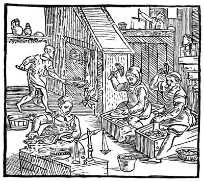 Møntmænd i arbejde, 1577, 1893 af Unbekannt