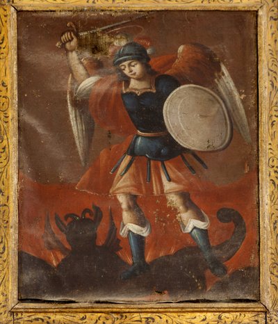 Collegiate Church (Collegiate Church of San Millán de la Cogolla). Inde. Maleri. Sankt Michael. Olie på lærred. af Unbekannt