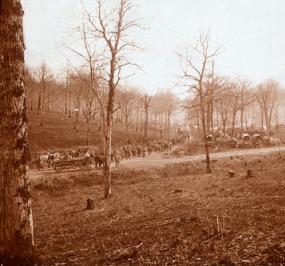 Søjle af tropper, Genicourt, Nordfrankrig, c1914-c1918 af Unbekannt