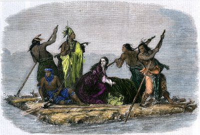 Comancher, der bortfører en fanget pige, c1860 af Unbekannt