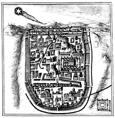 Komet fra 66 AD Halley over Jerusalem, 1666 af Unbekannt