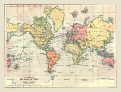 Kommercielt kort over verden, 1902. af Unbekannt