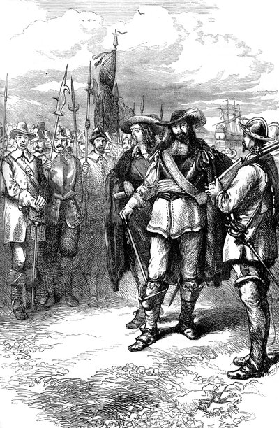 Kommissærer lander i Boston, 1600-tallet c1880 af Unbekannt