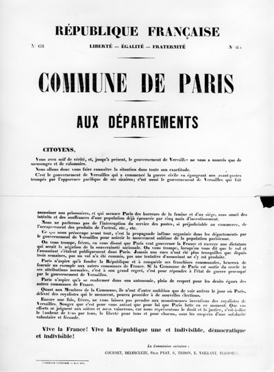 Commune de Paris, fra franske politiske plakater af Pariserkommunen, maj 1871 af Unbekannt