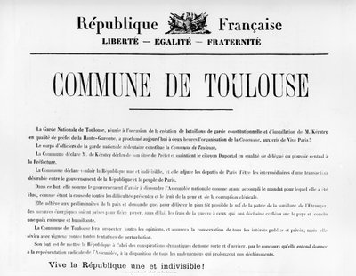 Commune de Toulouse, fra franske politiske plakater af Pariserkommunen af Unbekannt