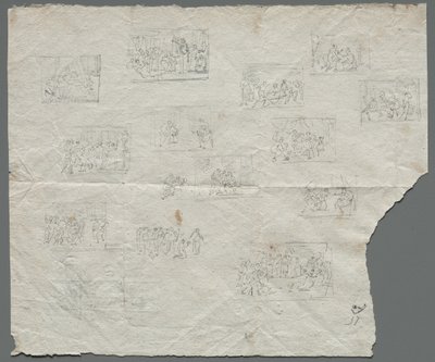 Kompositionsskitser efter Raphael og andre kunstnere recto, ca. 1800. af Unbekannt