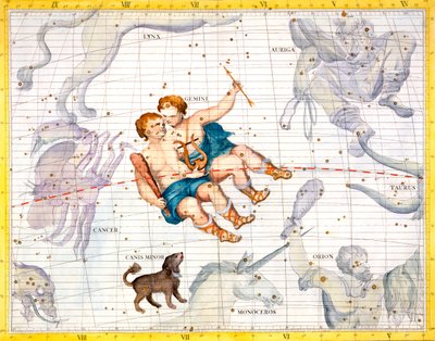Stjernebilleder af Gemini og Canis Minor, 1729 af Unbekannt