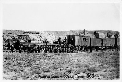 Byggetog på Union Pacific Railroad, USA, 1868 af Unbekannt