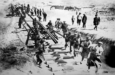 Byggearbejde på den transsibiriske jernbane, USSR, 1929 af Unbekannt