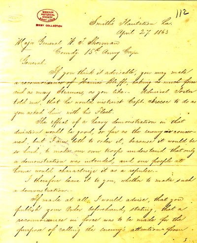 Moderne kopi af brev fra U.S. Grant, Smith