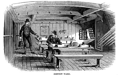Fængselsafdeling om bord på fængselshulken Warrior i Woolwich, London, 1848 af Unbekannt