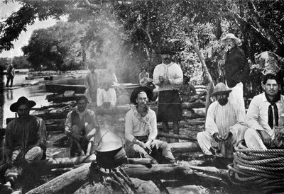 Madlavning på en tømmerflåde, Paraguay, 1911 af Unbekannt
