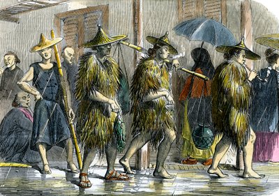 Coolies i Hong Kong, i vådt vejr, c1875 af Unbekannt