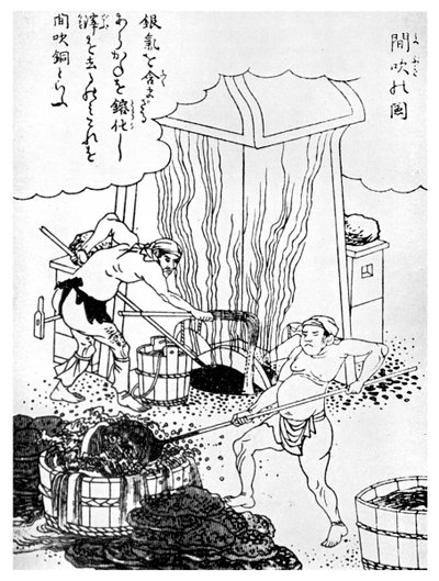 Kobbersmeltning, en primitiv metode, Japan, c1900 1956 af Unbekannt