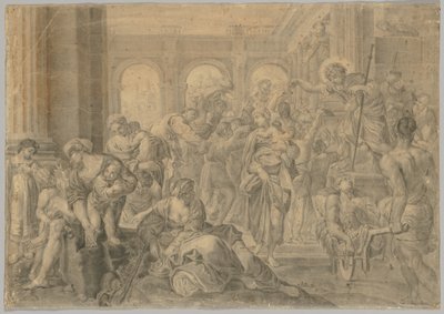 Kopi af Annibale Carraccis St. Roch Giving Alms, 1595 eller senere. af Unbekannt