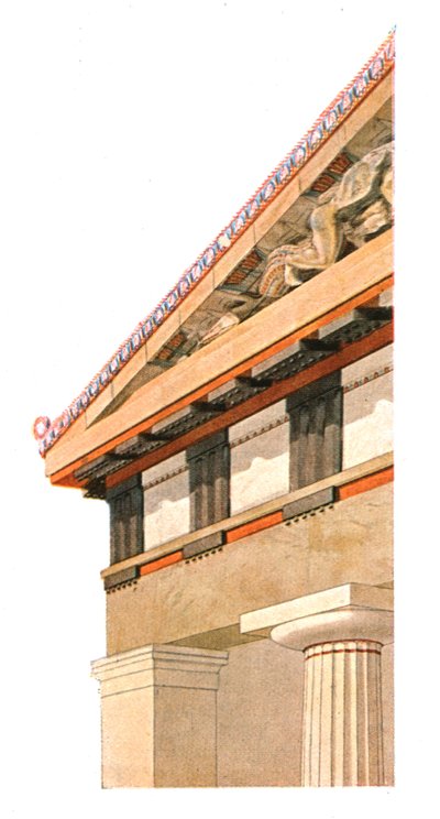 Hjørne af frontonen af det gamle Athentempel på Akropolis i Athen, Grækenland, 1928. af Unbekannt