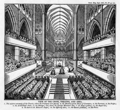 Kroning af kong William IV og dronning Adelaide, Westminster Abbey, London, 1831 af Unbekannt