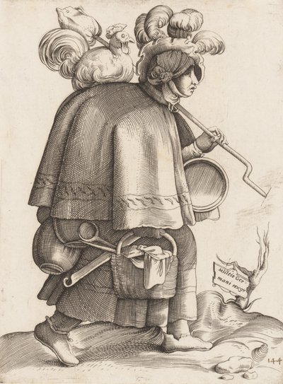Kostumeplade: Kone til en kriger fra Tyskland, ca. 1558-70. af Unbekannt
