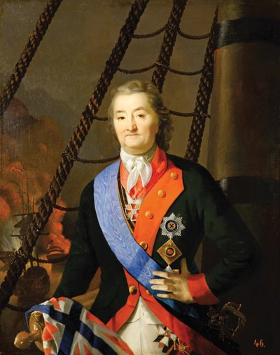 Grev Alexey Grigoryevich Orlov i slaget ved Chesma, 1800-tallet af Unbekannt