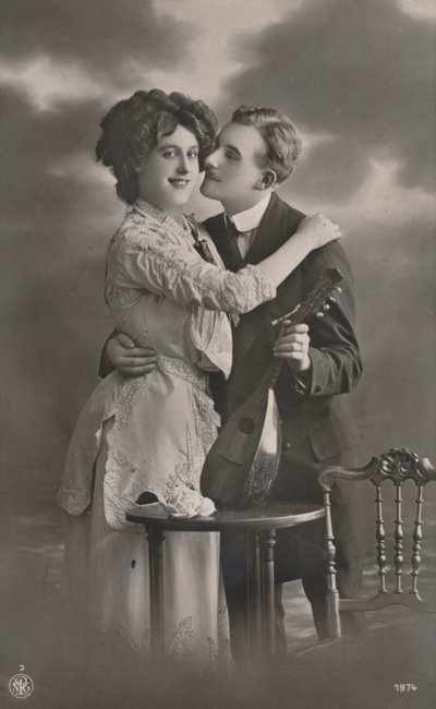 Par med mandolin, c1910 af Unbekannt