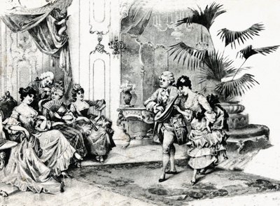 Hofdans i rokokokostume. omkring 1900 af Unbekannt