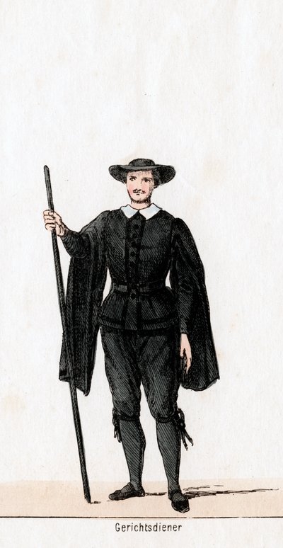 Hofbetjent, kostumedesign til Shakespeares skuespil, Henry VIII, 1800-tallet af Unbekannt