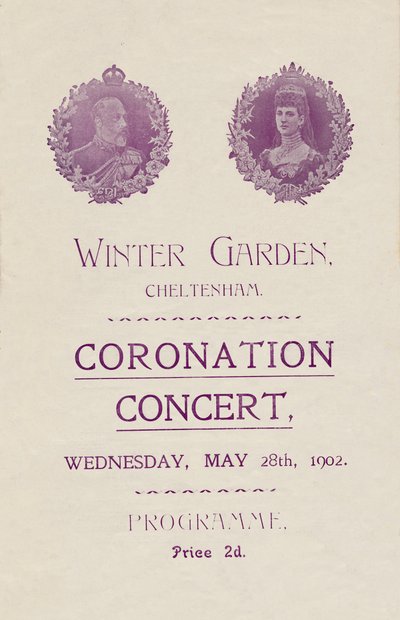 Forside af program til en kroningskoncert i Winter Garden, Cheltenham, 1902. af Unbekannt