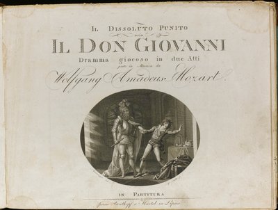 Cover af partituret til operaen Don Giovanni af Wolfgang Amadeus Mozart, 1801. af Unbekannt