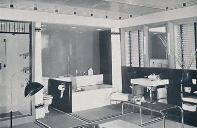 Crane Co. - Et sort, hvidt, rødt og gråt skema med et uglaseret keramisk flisegulv, østers-hvid wa af Unbekannt