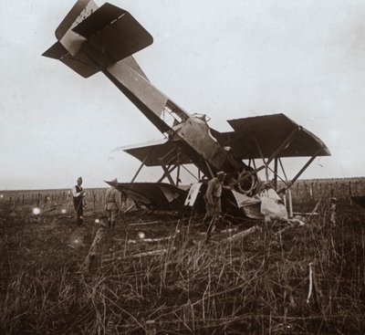 Nedstyrtet fly, Tracy-le-Val, Nordfrankrig, c1914-c1918 af Unbekannt