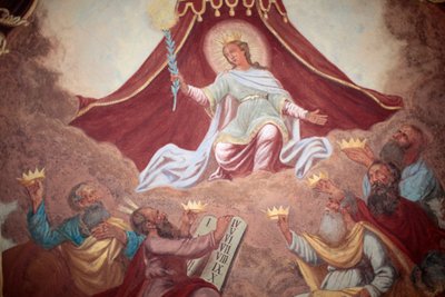 Kronet Mary fresco i Loreto kirke; Prag Tjekkiet af Unbekannt