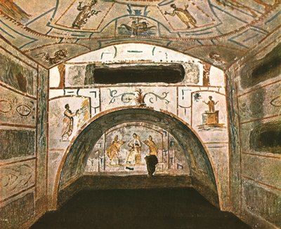 Madonnaens krypt i Marcellinus og Peters katakomber...Rom, Italien, 1928. af Unbekannt