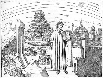 Dante 1265-1321, Firenze og Helvedes syv cirkler, 1882 af Unbekannt