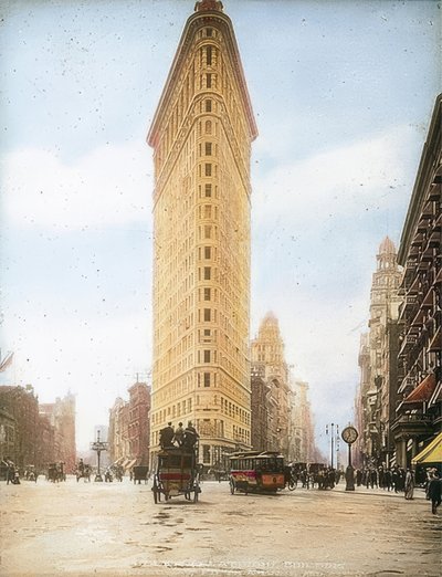 Flatiron-bygningen (Fuller-bygningen). En af de ældste skyskrabere i New York. Omkring 1905 af Unbekannt