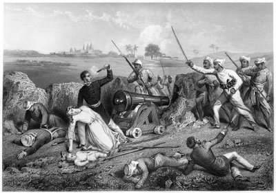 Major Skene og hans hustrus død i Jhansi, 1857, c1860 af Unbekannt
