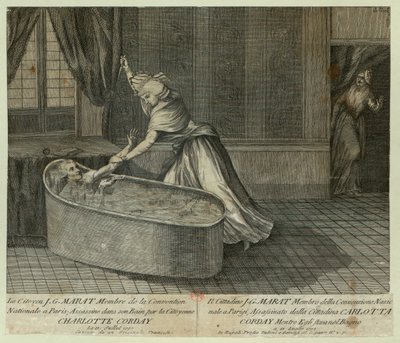 Marats død, ca. 1793. af Unbekannt