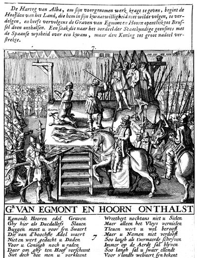 Halshugning af grev Egmont og Hoorn i Bruxelles under spansk tyranni i Holland, 1568 af Unbekannt