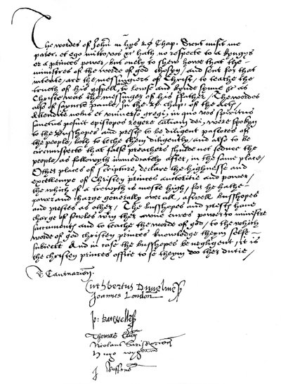 Biskoppernes erklæring til fordel for kong Henrik VIIIs magter, 1500-tallet, 1840 af Unbekannt