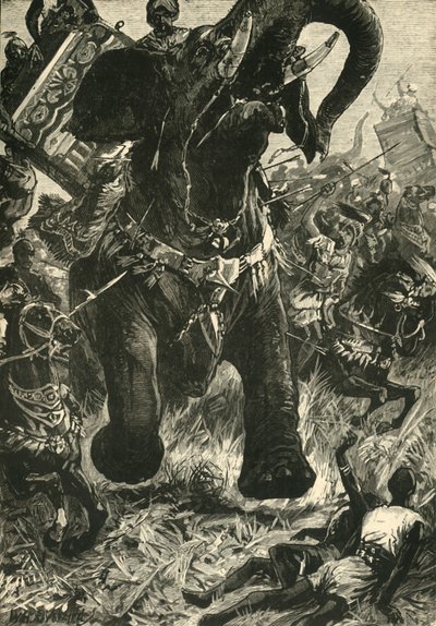 Nederlag af Porus af makedonerne, 1890. af Unbekannt