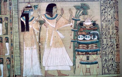 Afbildning af en mand og hans kone, der ofrer til Osiris af Unbekannt