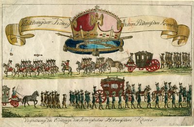 Afbildning af Royal Bohemian Crown: Præsentation af indrejsen af Royal Bohemian Crown, 1743. af Unbekannt