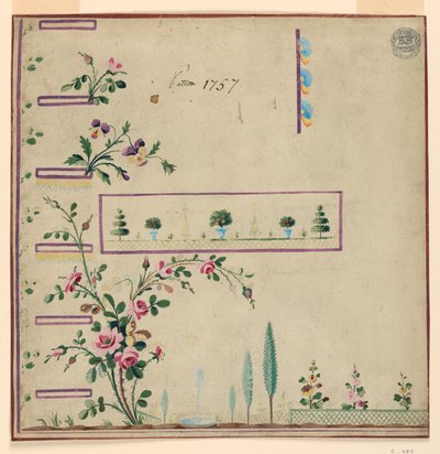 Design til Gile, mønster 1757 af Fabrique de St. Ruf af Unbekannt