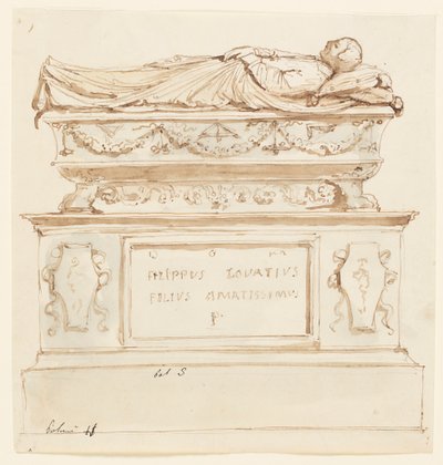 Design til et gravmonument for Filippo Lovazzi af Unbekannt
