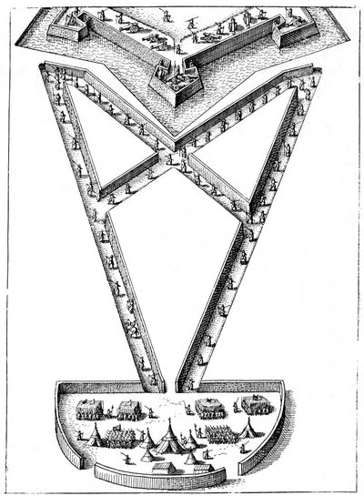 Design til en lejrplads uden for en belejret fæstning, 1617-1619 af Unbekannt