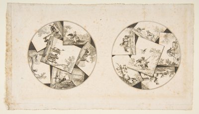 Tegninger til plader taget fra Audrys illustrationer til La Fontaines fabler, efter 1755. af Unbekannt