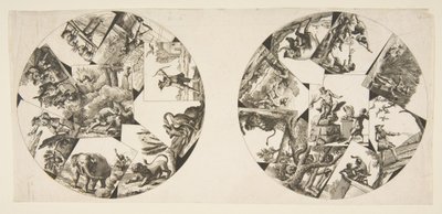 Tegninger til plader taget fra Audrys illustrationer til La Fontaines fabler, efter 1755. af Unbekannt