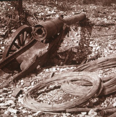 Ødelagt 155 kanon, c1917-c1918 af Unbekannt
