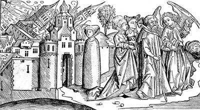 Ødelæggelse af Sodoma og Gomorra ved jordskælv, 1493 af Unbekannt