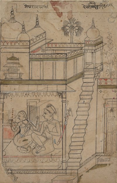Desvarari Ragini: Folio fra en ragamala-serie Garland of Musical Modes, tidligt i det 18. århundrede. af Unbekannt